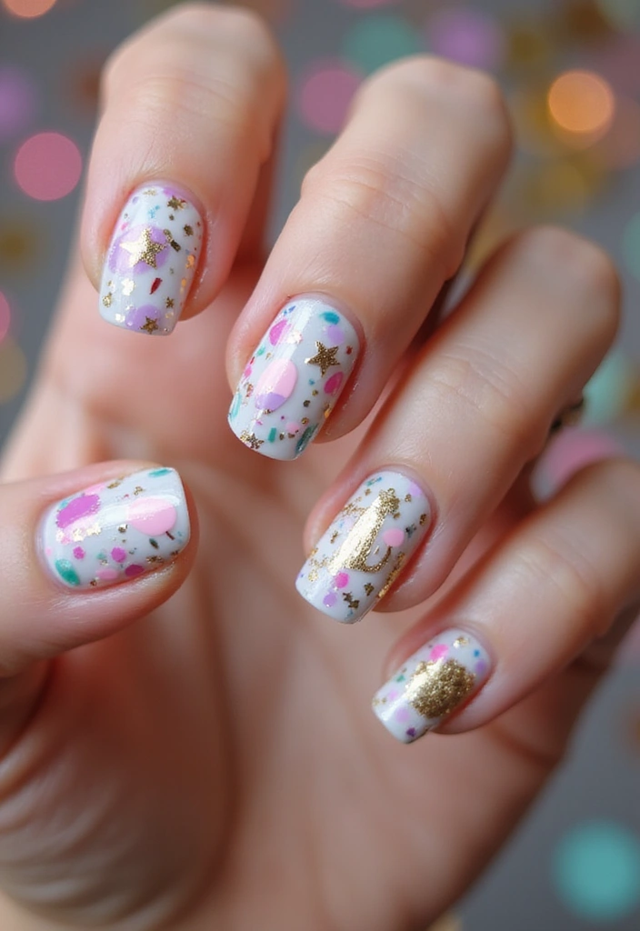25 Acrylic Nails with Initials for Custom - 25. Celebration Initials