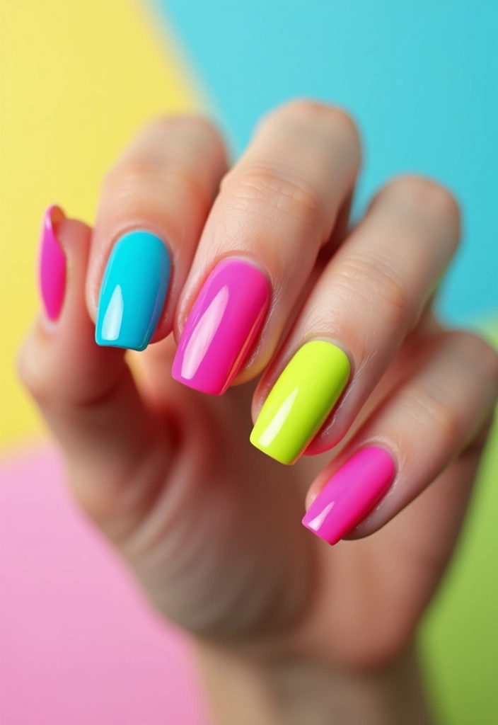 25 Acrylic Nails with Initials for Custom - 3. Color Block Initials