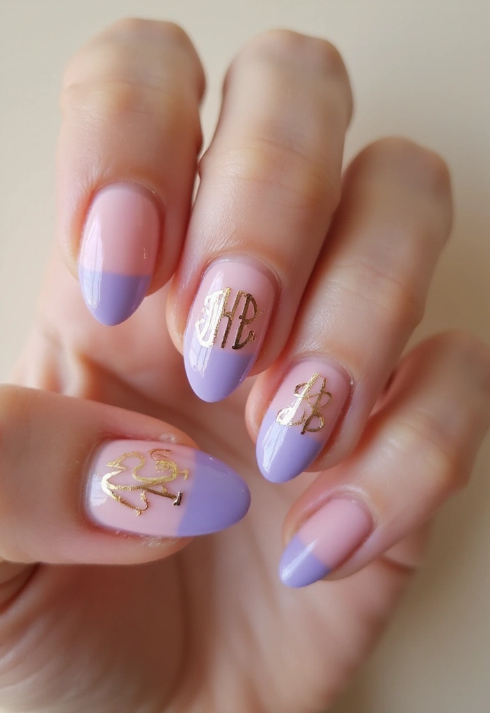 25 Acrylic Nails with Initials for Custom - 6. Ombre Initials