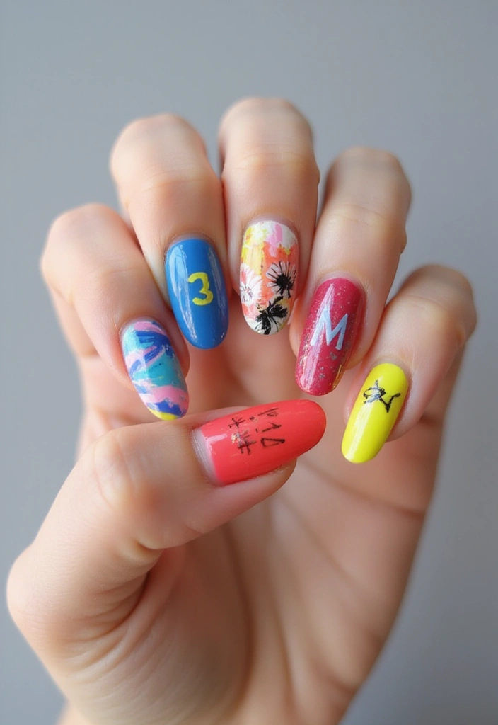 25 Acrylic Nails with Initials for Custom - 9. Artistic Initials