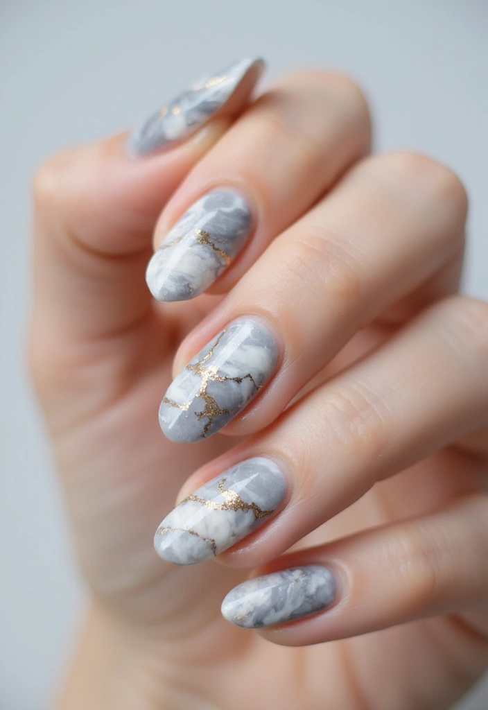 25 Charming Short Nail Ideas for Petite: Powerful Perfection - 12. Artistic Marble Effect
