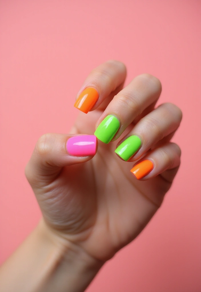 25 Charming Short Nail Ideas for Petite: Powerful Perfection - 13. Vibrant Neon