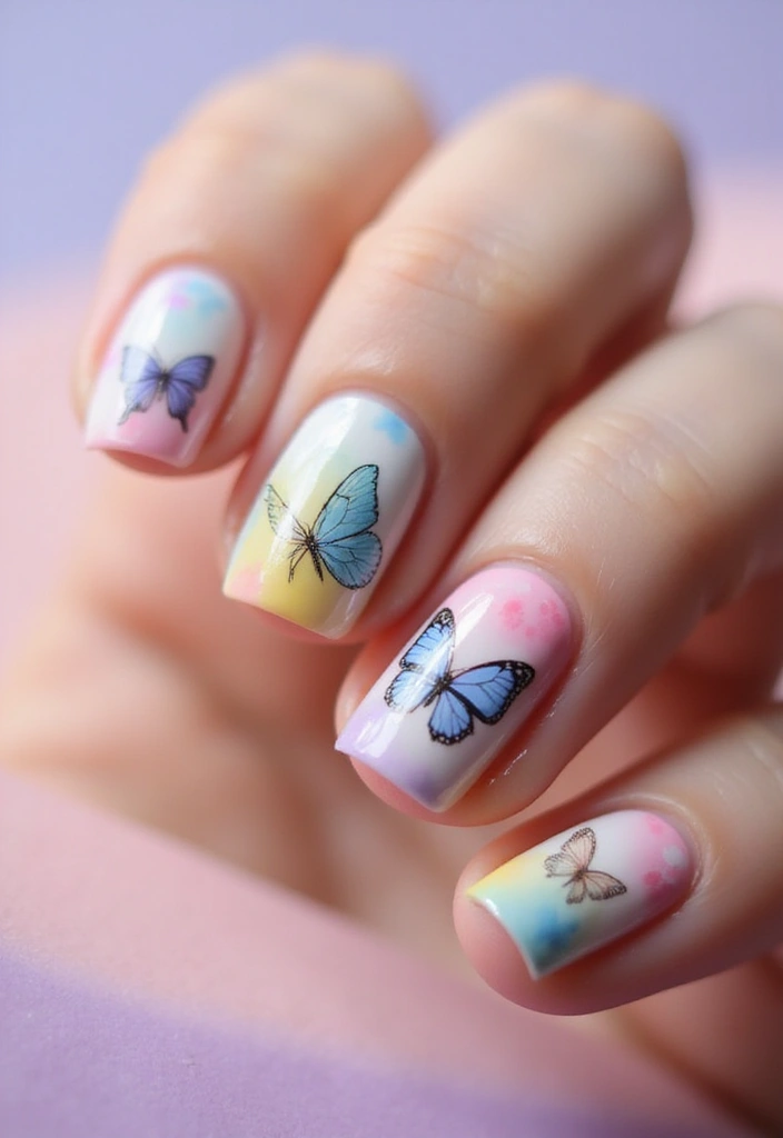25 Charming Short Nail Ideas for Petite: Powerful Perfection - 20. Beautiful Butterfly Designs