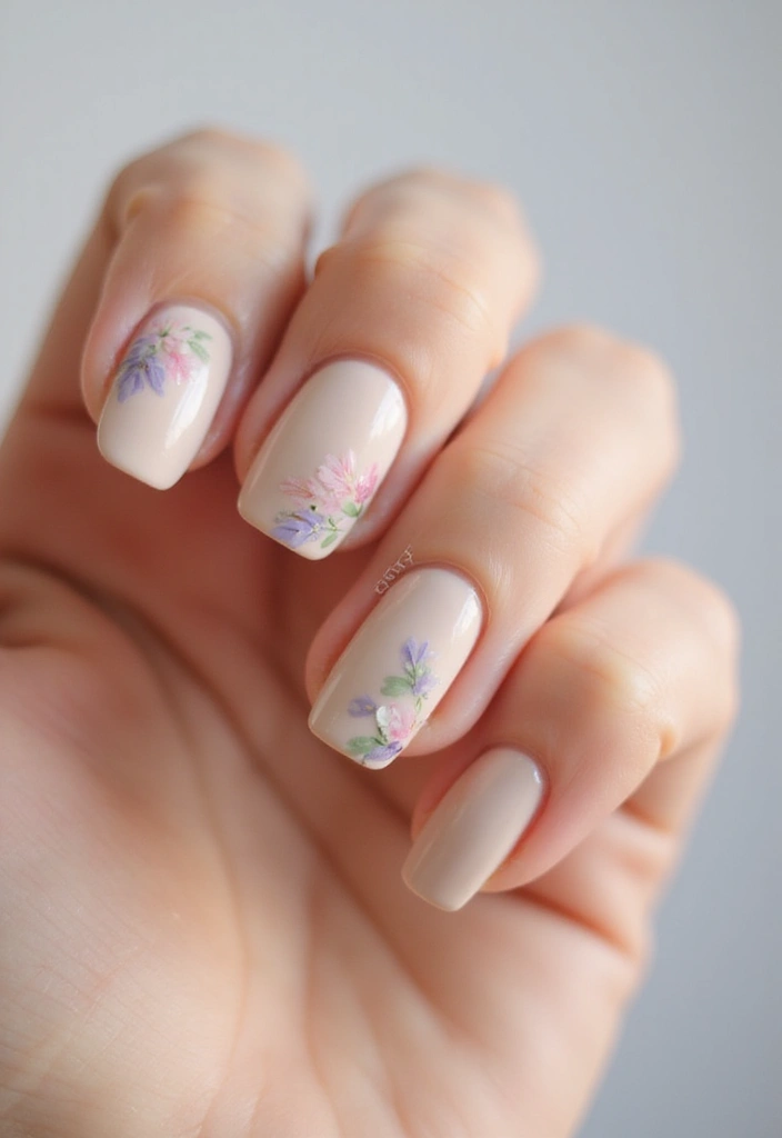 25 Charming Short Nail Ideas for Petite: Powerful Perfection - 4. Minimalist Floral Accents