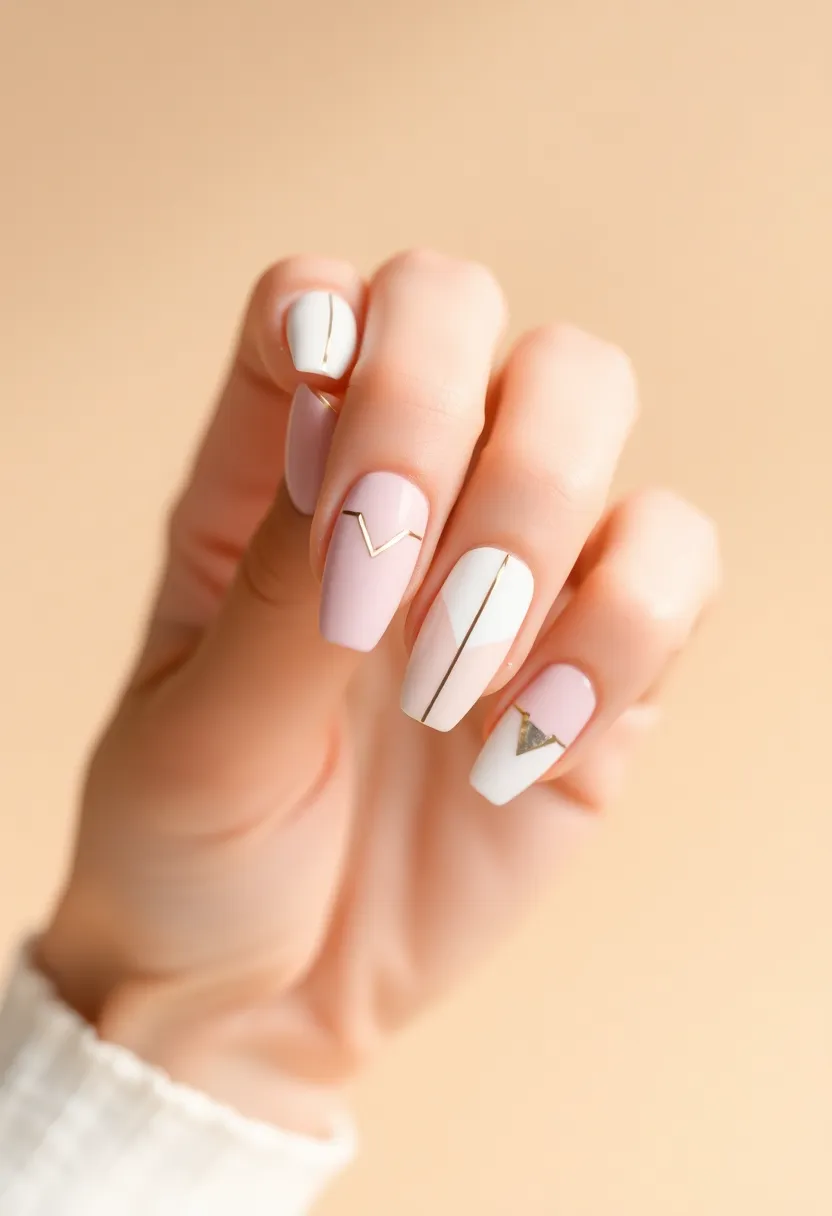 25 Complete Nail Set Ideas for Coordinated Captivating Looks - 17. Minimalist Lines