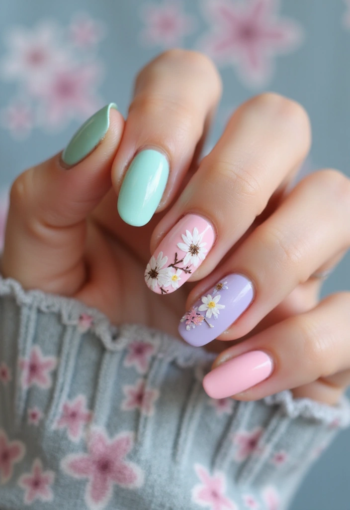 25 Complete Nail Set Ideas for Coordinated Captivating Looks - 3. Spring Floral Delight