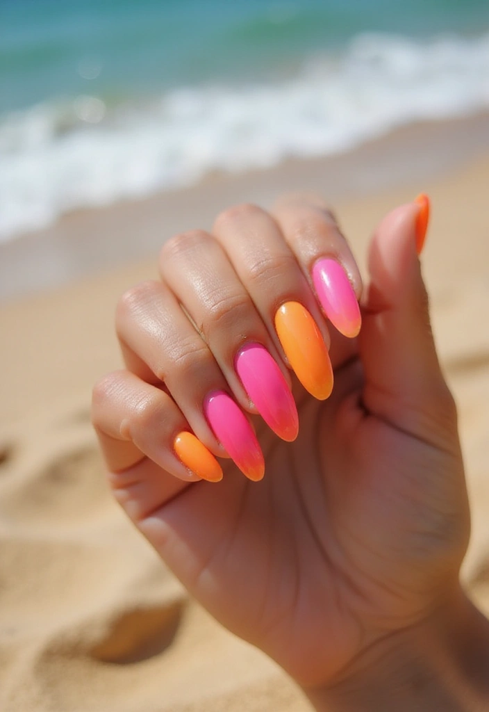 25 Complete Nail Set Ideas for Coordinated Captivating Looks - 4. Summer Sunset Ombre