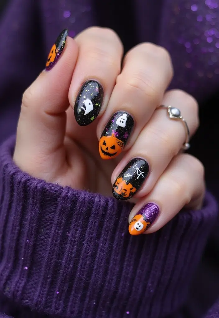25 Complete Nail Set Ideas for Coordinated Captivating Looks - 5. Halloween Spook-tacular
