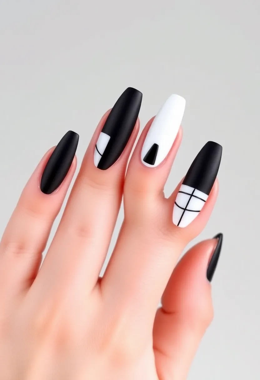 25 Elegant Long Acrylic Nail Ideas for Glam - 5. Chic Negative Space Techniques