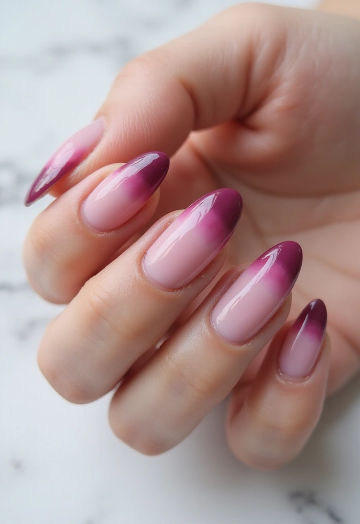 25 Elegant Long Acrylic Nail Ideas for Glam - 8. Ombre Blends