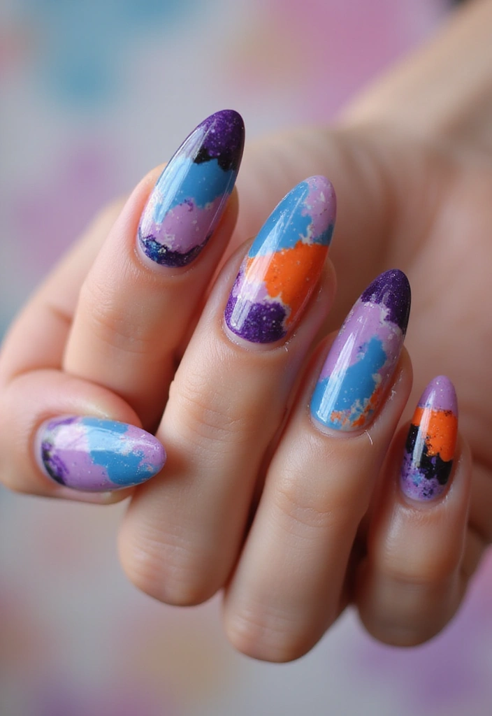 25 Elegant Long Acrylic Nail Ideas for Glam - 9. Artistic Abstract Designs