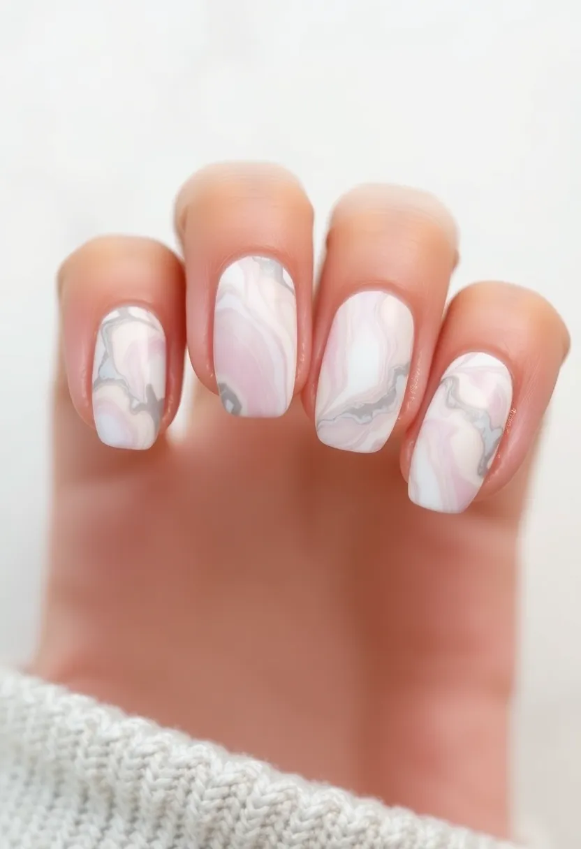 25 French Acrylic Nail Ideas for Timeless Elegance - 10. Marbled French Tips