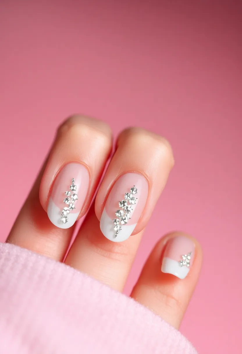25 French Acrylic Nail Ideas for Timeless Elegance - 11. Rhinestone-Embellished French Tips