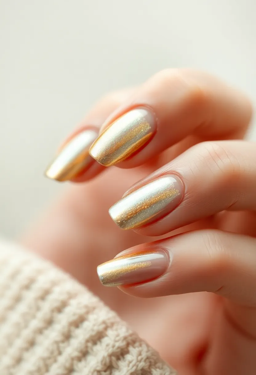 25 French Acrylic Nail Ideas for Timeless Elegance - 12. Metallic French Tips