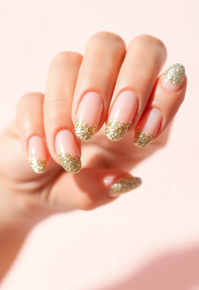 25 French Acrylic Nail Ideas for Timeless Elegance - 2. Glittery French Tips