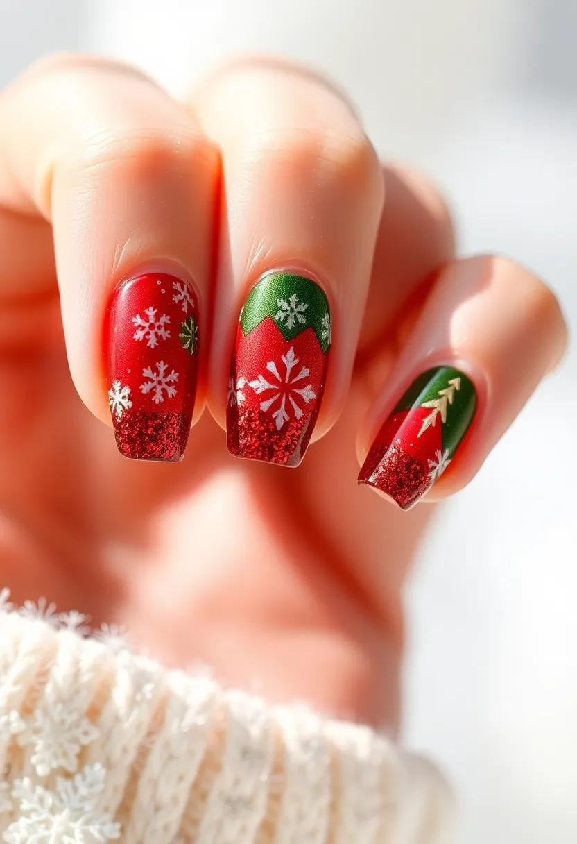 25 French Acrylic Nail Ideas for Timeless Elegance - 23. Holiday-Themed French Tips