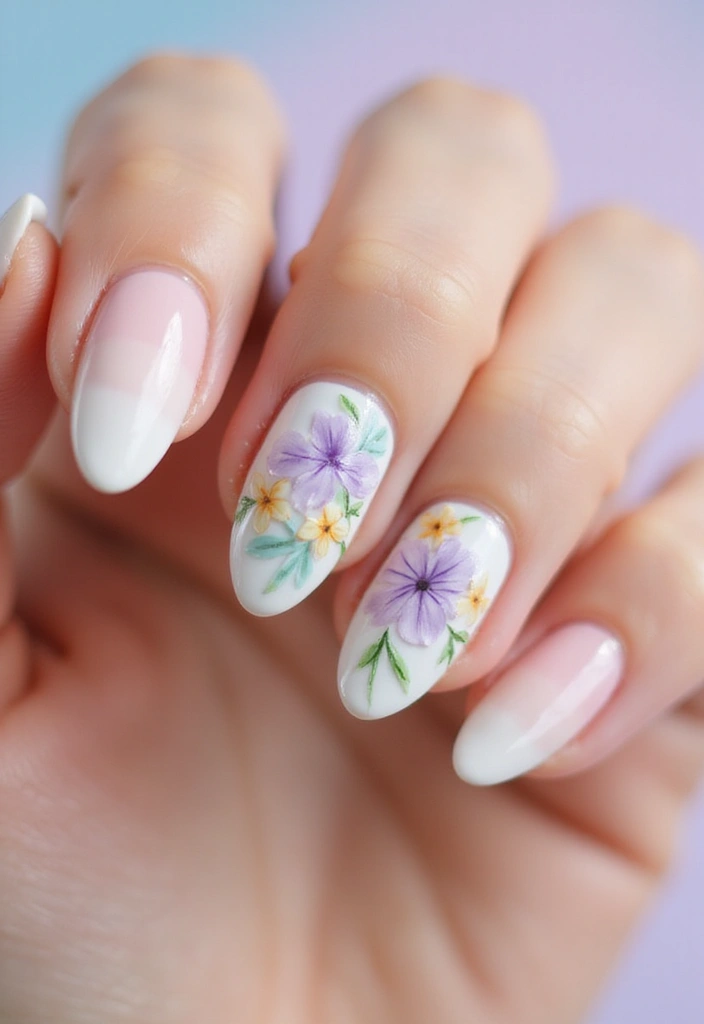 25 French Acrylic Nail Ideas for Timeless Elegance - 4. Floral French Tips