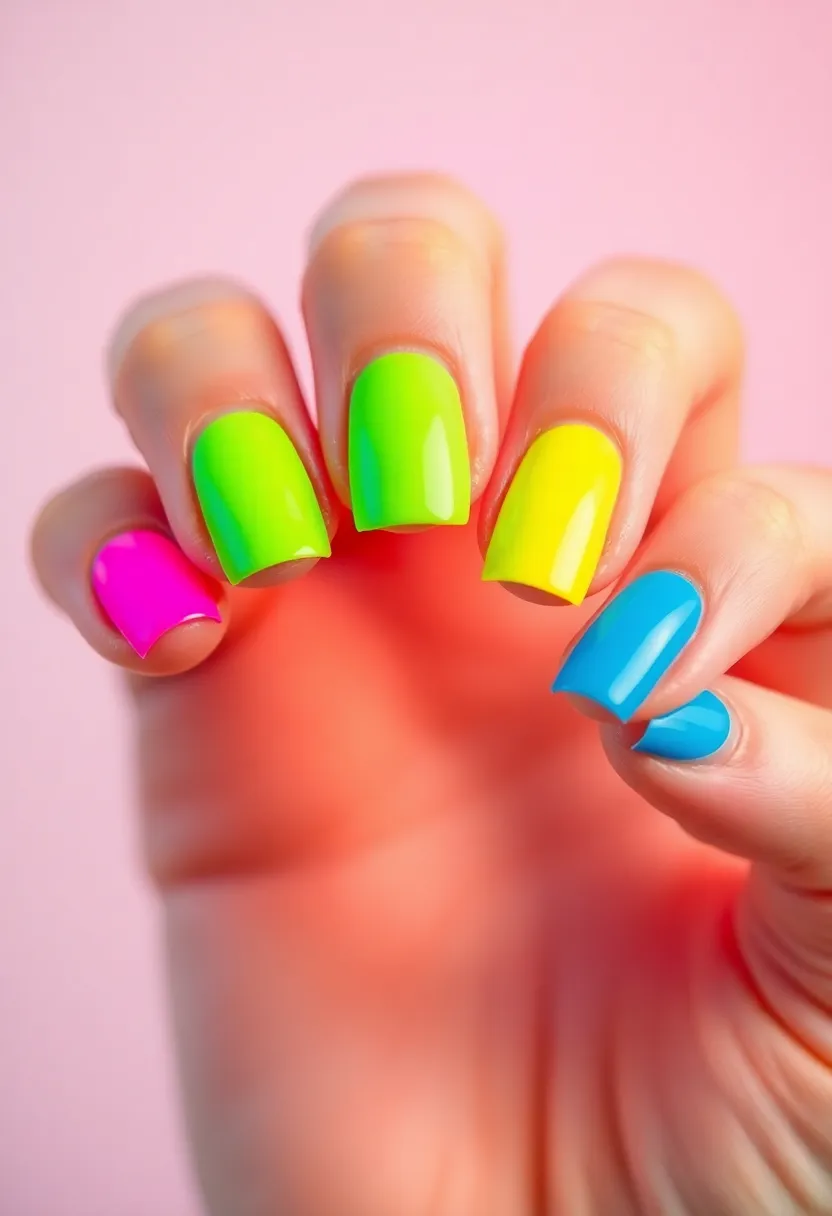 25 French Acrylic Nail Ideas for Timeless Elegance - 6. Neon French Tips
