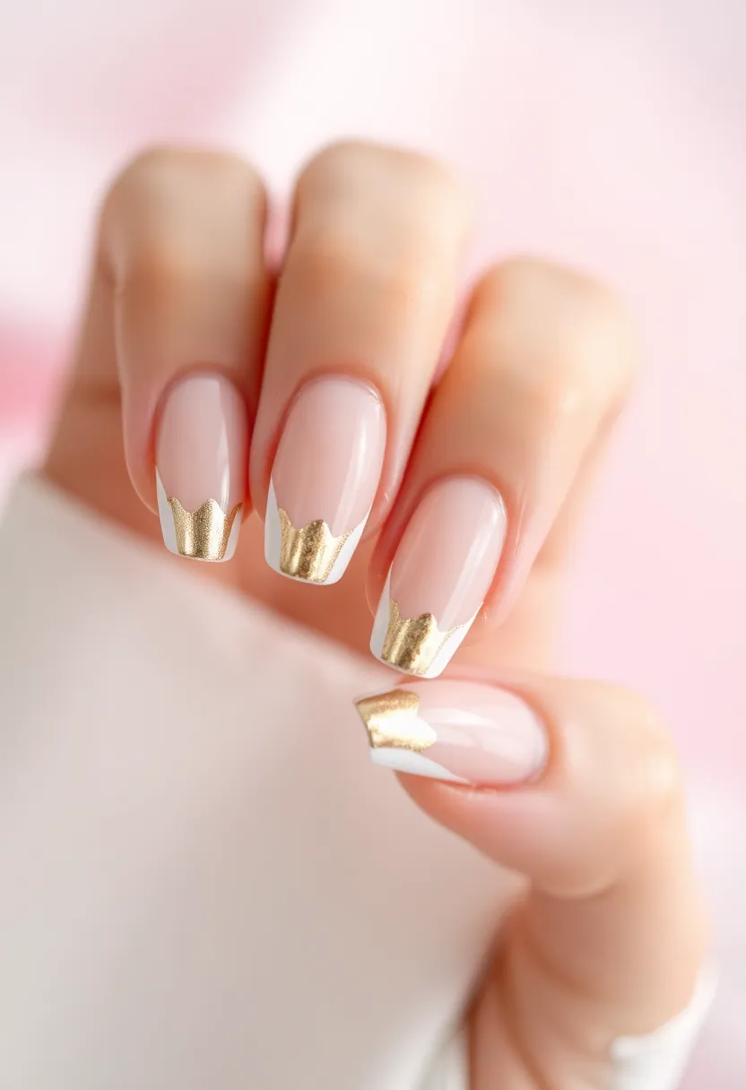 25 French Acrylic Nail Ideas for Timeless Elegance - 7. Foil Accents on French Tips