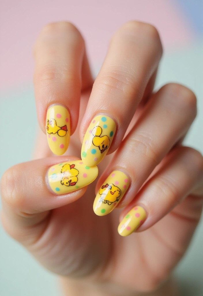 25 Fun Short Duck Acrylic Nail Ideas for Quirky Bold Statements - 2. Quirky Duck Dots