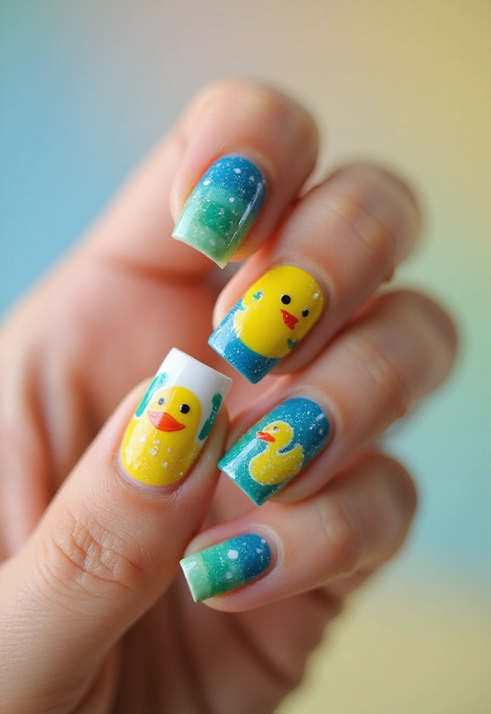 25 Fun Short Duck Acrylic Nail Ideas for Quirky Bold Statements - 23. Duck Artistry