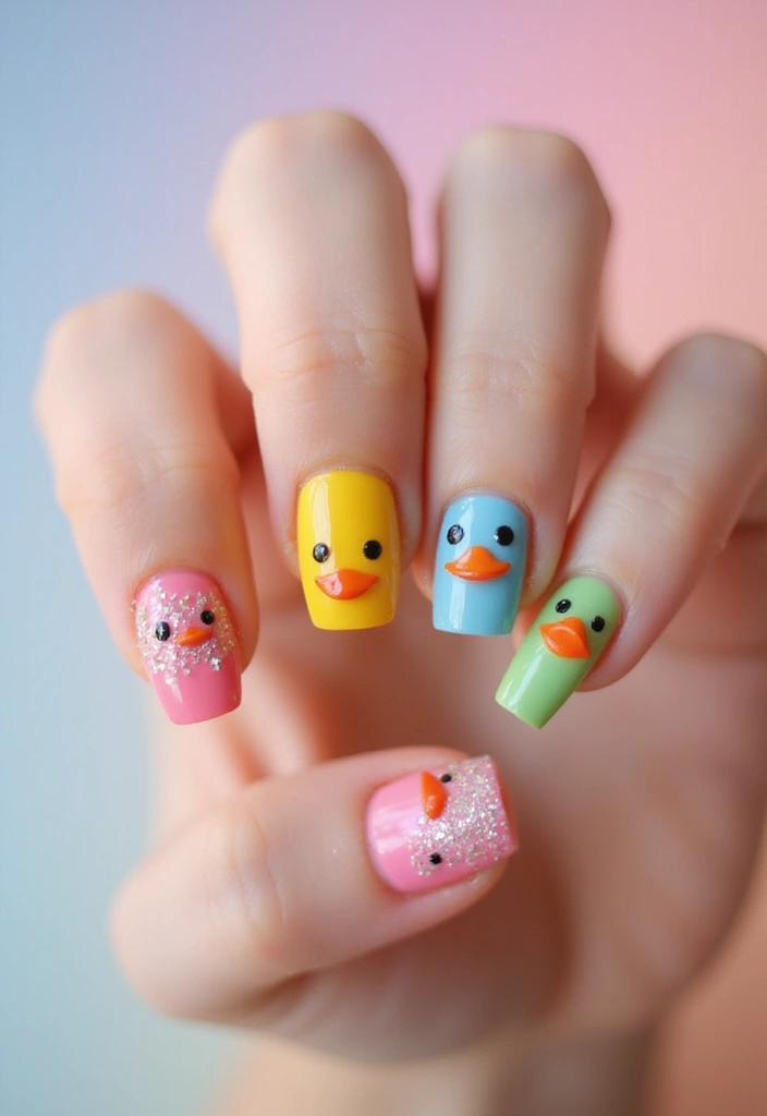 25 Fun Short Duck Acrylic Nail Ideas for Quirky Bold Statements - 4. Duck Face Mania