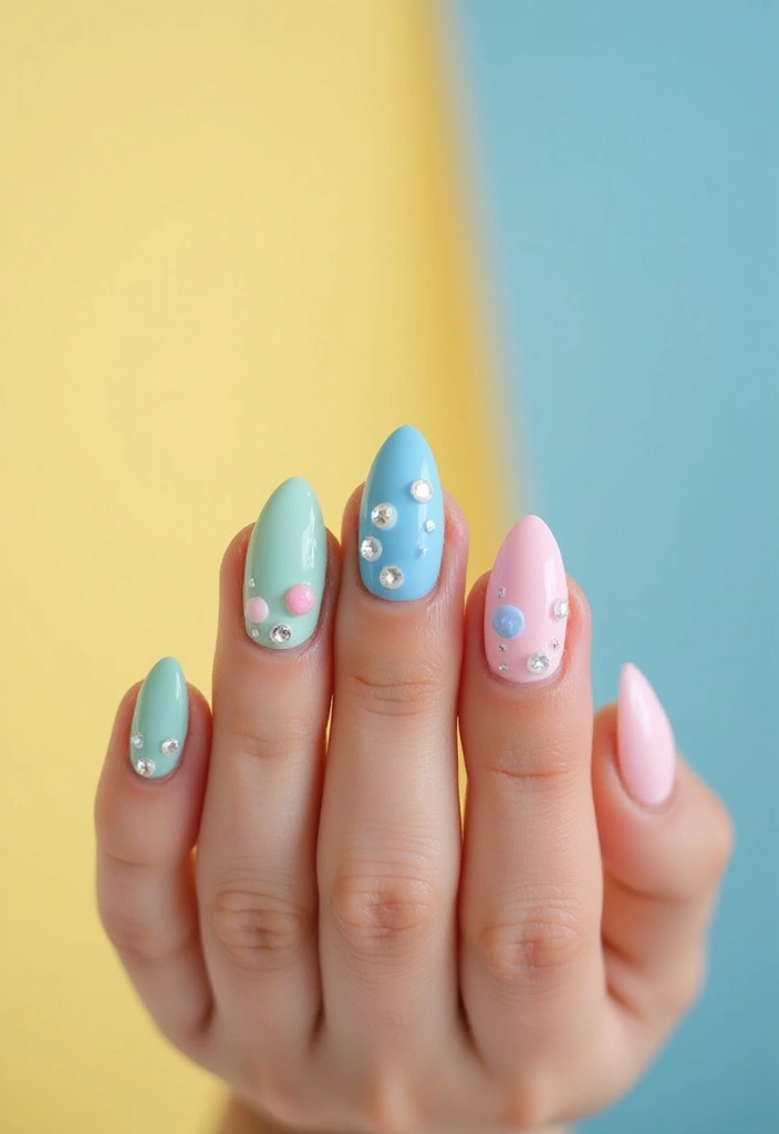 25 Glam Rhinestone Nail Design Ideas for Dazzling - 17. Bubbly Soap Bubbles