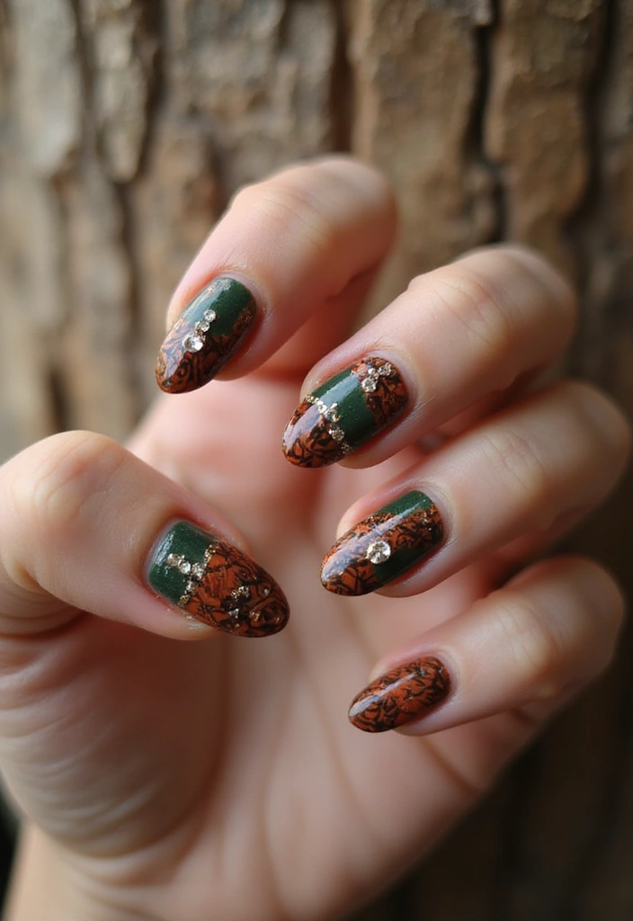 25 Glam Rhinestone Nail Design Ideas for Dazzling - 18. Sparkling Tribal Patterns