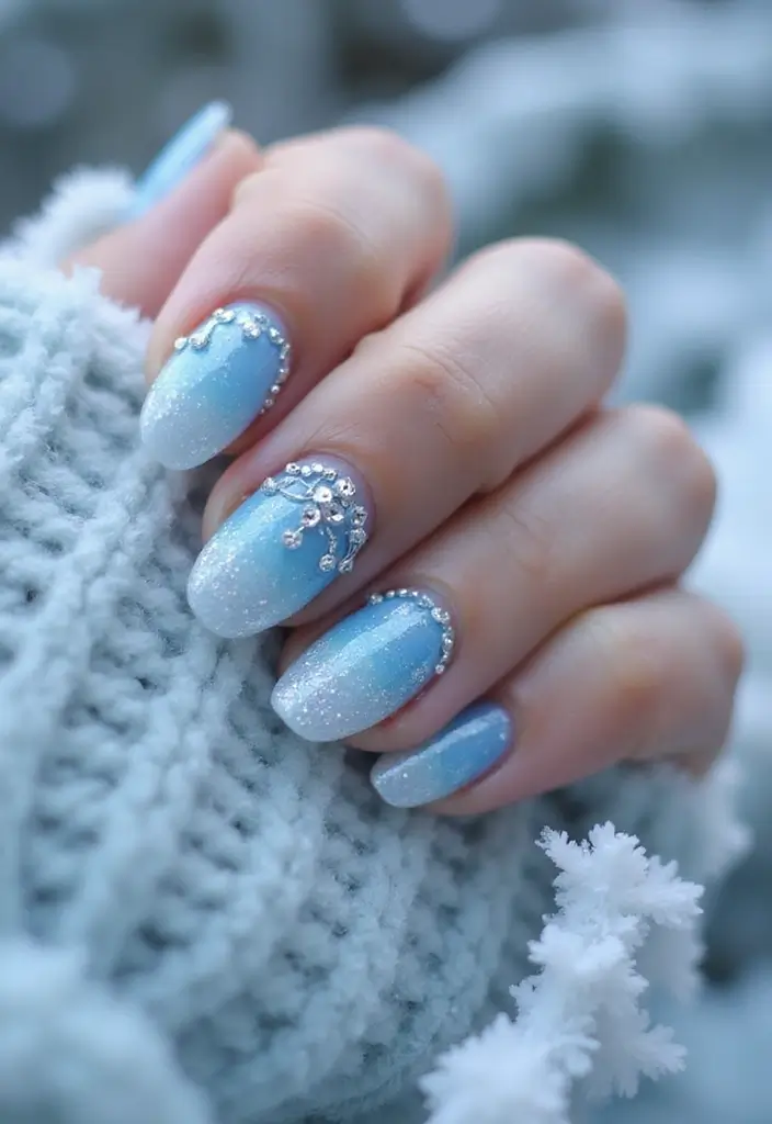25 Glam Rhinestone Nail Design Ideas for Dazzling - 19. Ice Queen Nails