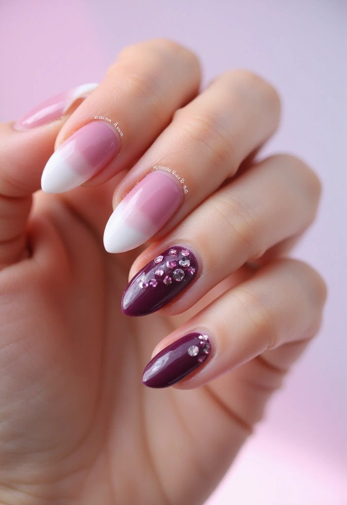 25 Glam Rhinestone Nail Design Ideas for Dazzling - 2. Ombre Sparkle
