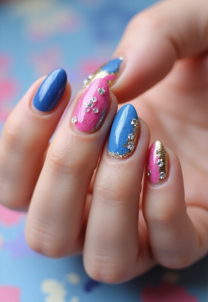 25 Glam Rhinestone Nail Design Ideas for Dazzling - 20. Artistic Brush Strokes