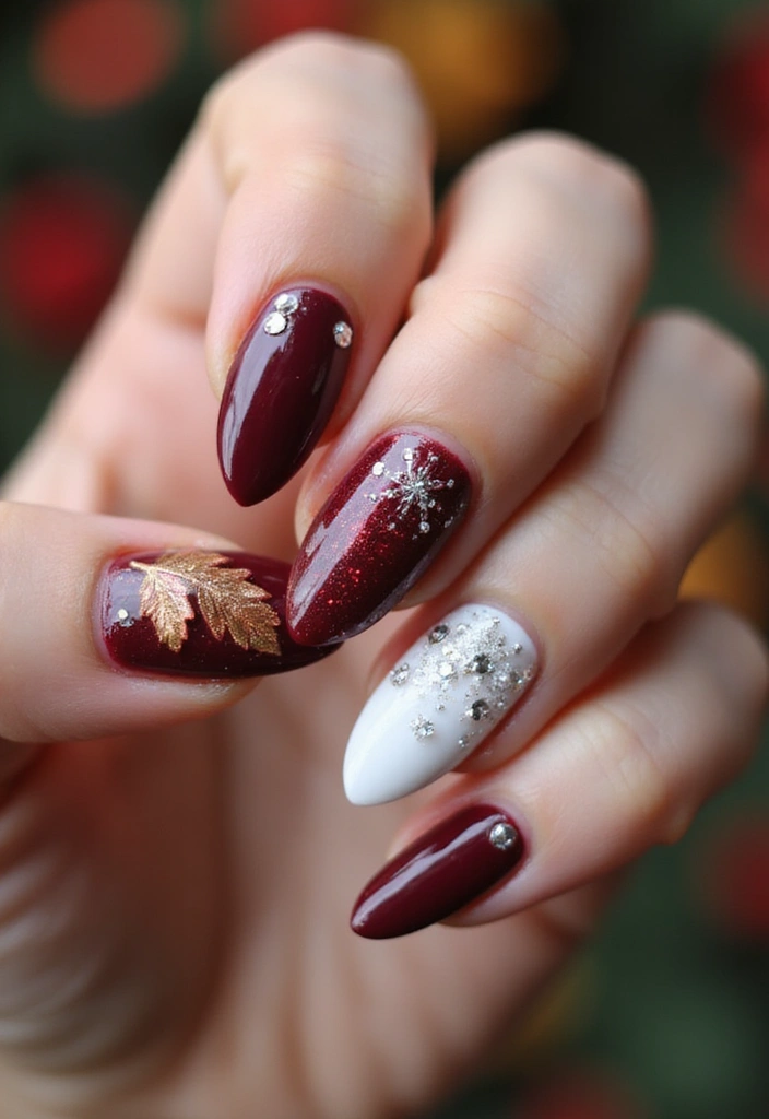25 Glam Rhinestone Nail Design Ideas for Dazzling - 25. Seasonal Festivities