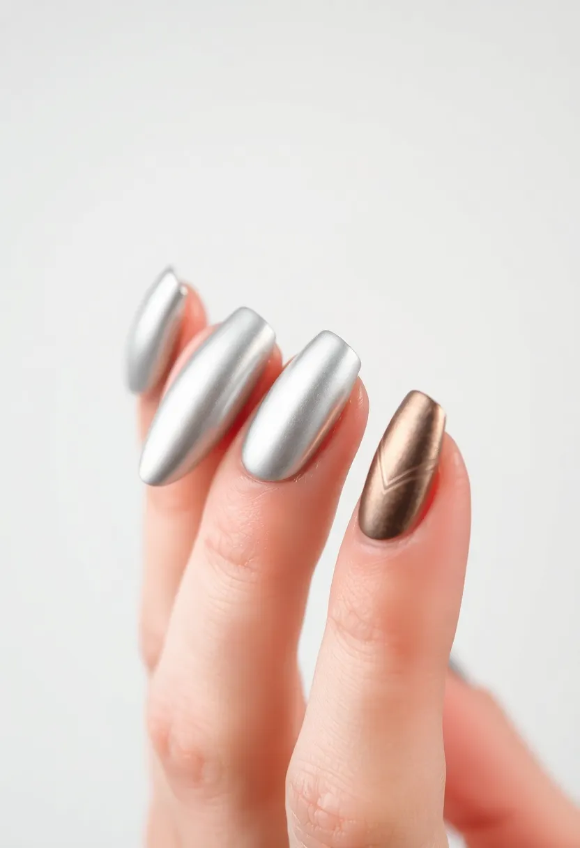 25 Irresistible Nail Shape Ideas to Transform Your Look in 2025 - 25. Clean Metallics