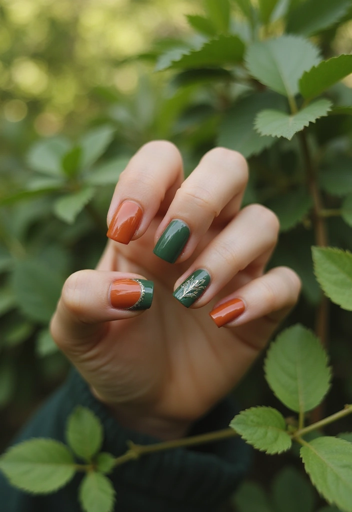 25 Medium Square Acrylic Nail Ideas for Solid Style - 1. Earthy Tones with a Twist