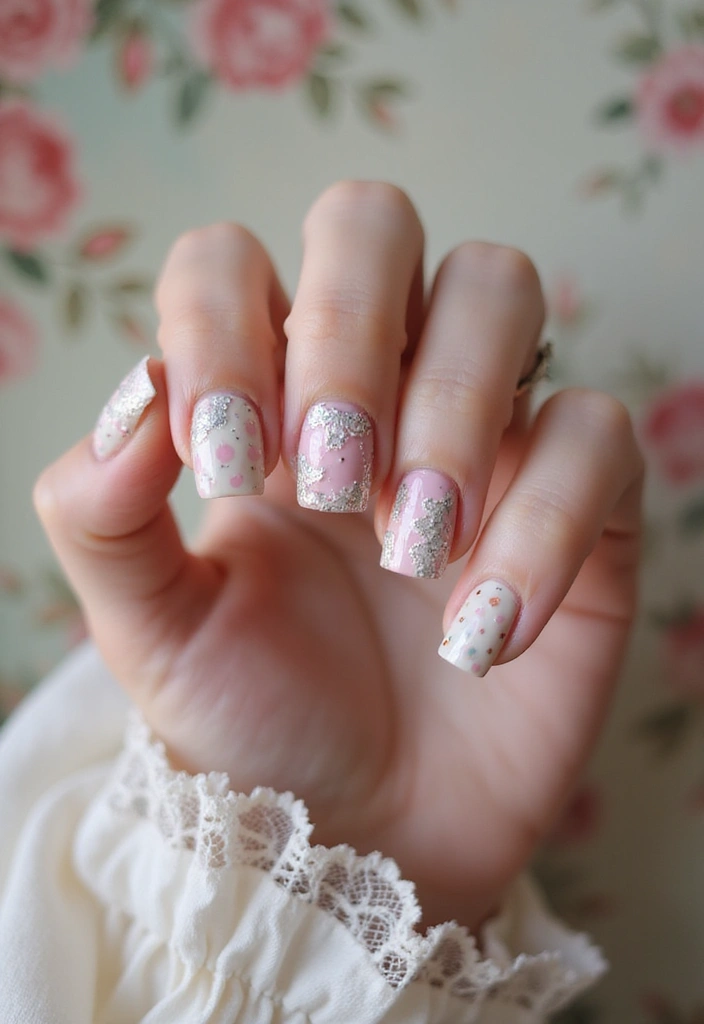 25 Medium Square Acrylic Nail Ideas for Solid Style - 12. Vintage Vibes
