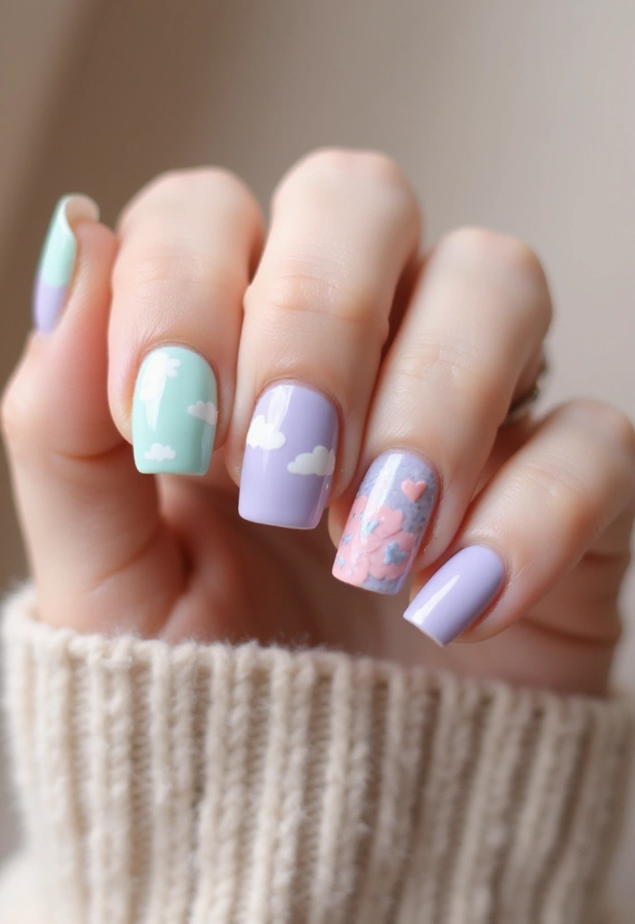25 Medium Square Acrylic Nail Ideas for Solid Style - 19. Sweet Pastels