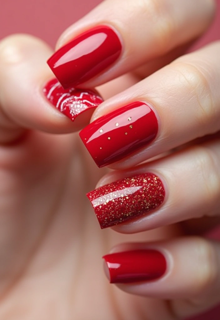 25 Medium Square Acrylic Nail Ideas for Solid Style - 20. Bold Reds