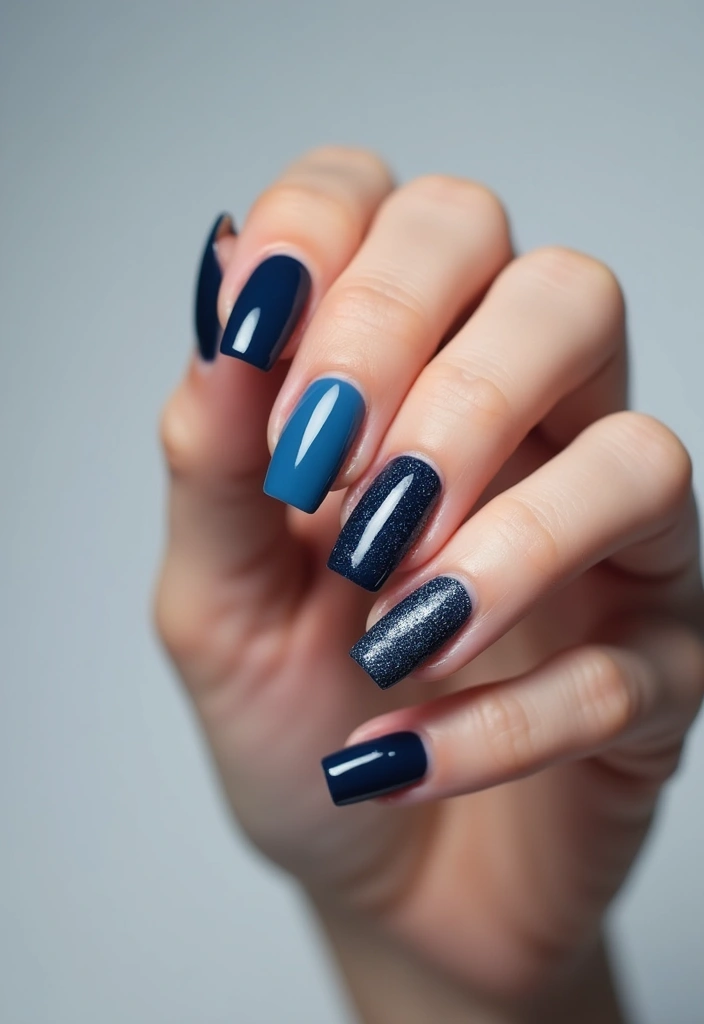 25 Medium Square Acrylic Nail Ideas for Solid Style - 22. Monochrome Madness