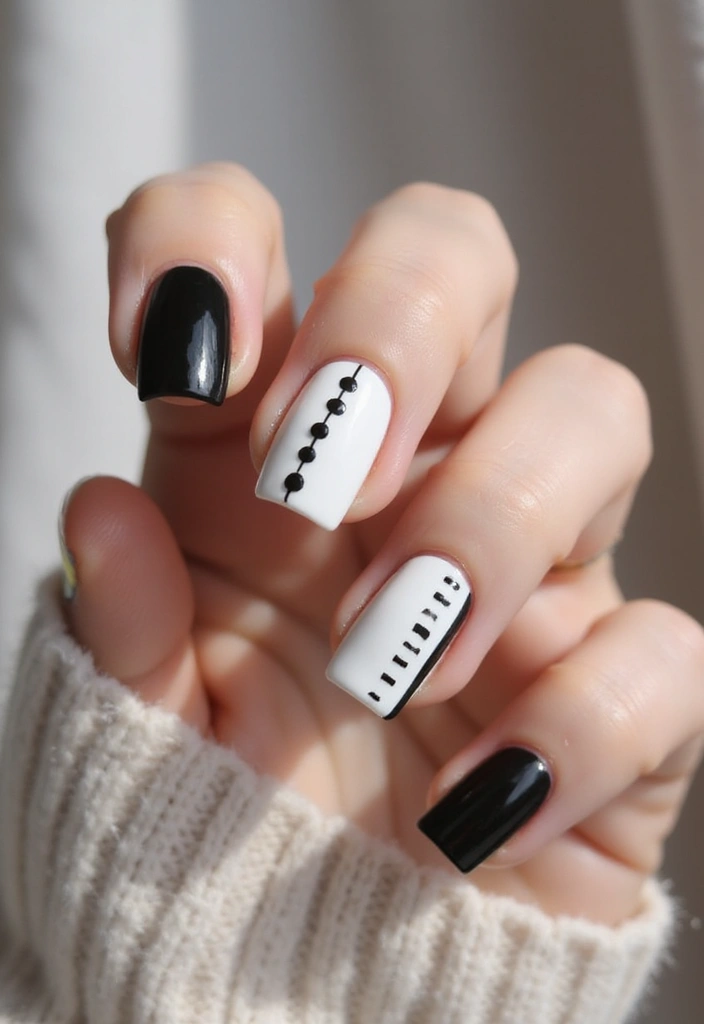 25 Medium Square Acrylic Nail Ideas for Solid Style - 5. Minimalistic Monochrome