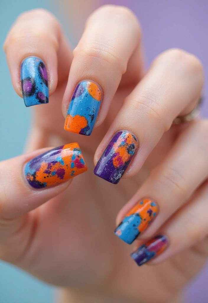 25 Medium Square Acrylic Nail Ideas for Solid Style - 7. Abstract Art