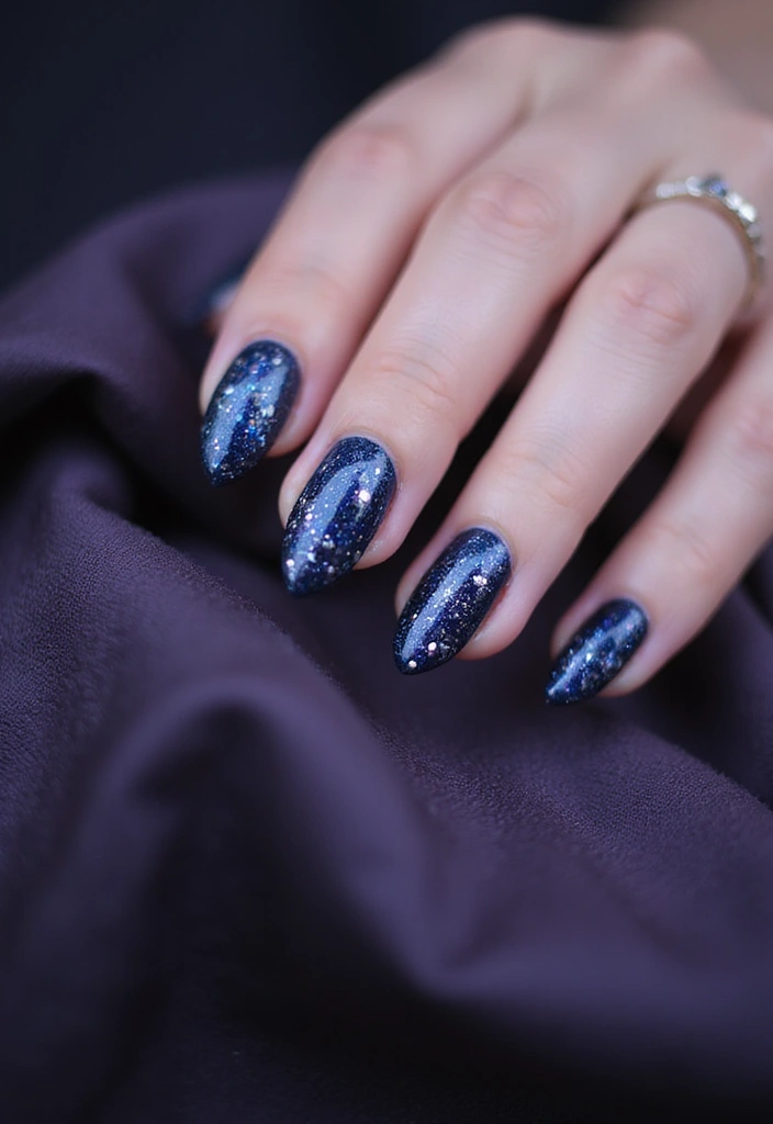 25 Mesmerizing Cat Eye Nail Ideas (Nail Mắt Mèo) for Hypnotic - 18. Glittering Galaxy