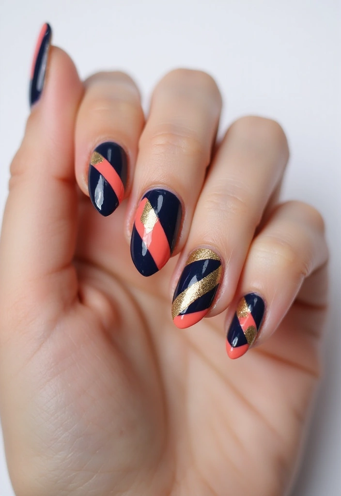 25 Mesmerizing Cat Eye Nail Ideas (Nail Mắt Mèo) for Hypnotic - 22. Bold Geometric Patterns