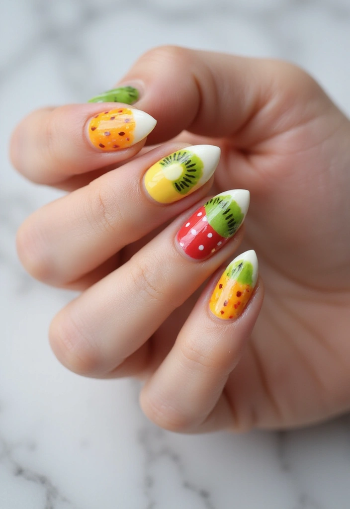 25 Mesmerizing Cat Eye Nail Ideas (Nail Mắt Mèo) for Hypnotic - 24. Tropical Fruits