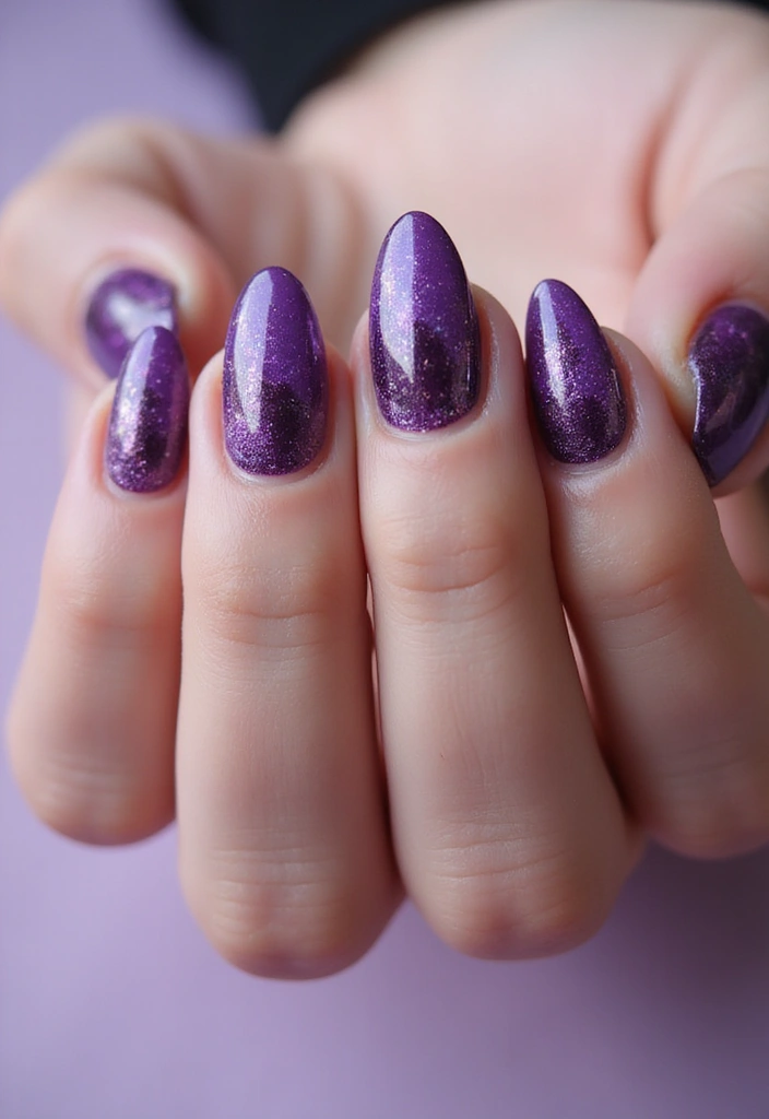 25 Mesmerizing Cat Eye Nail Ideas (Nail Mắt Mèo) for Hypnotic - 3. Regal Purple Delight