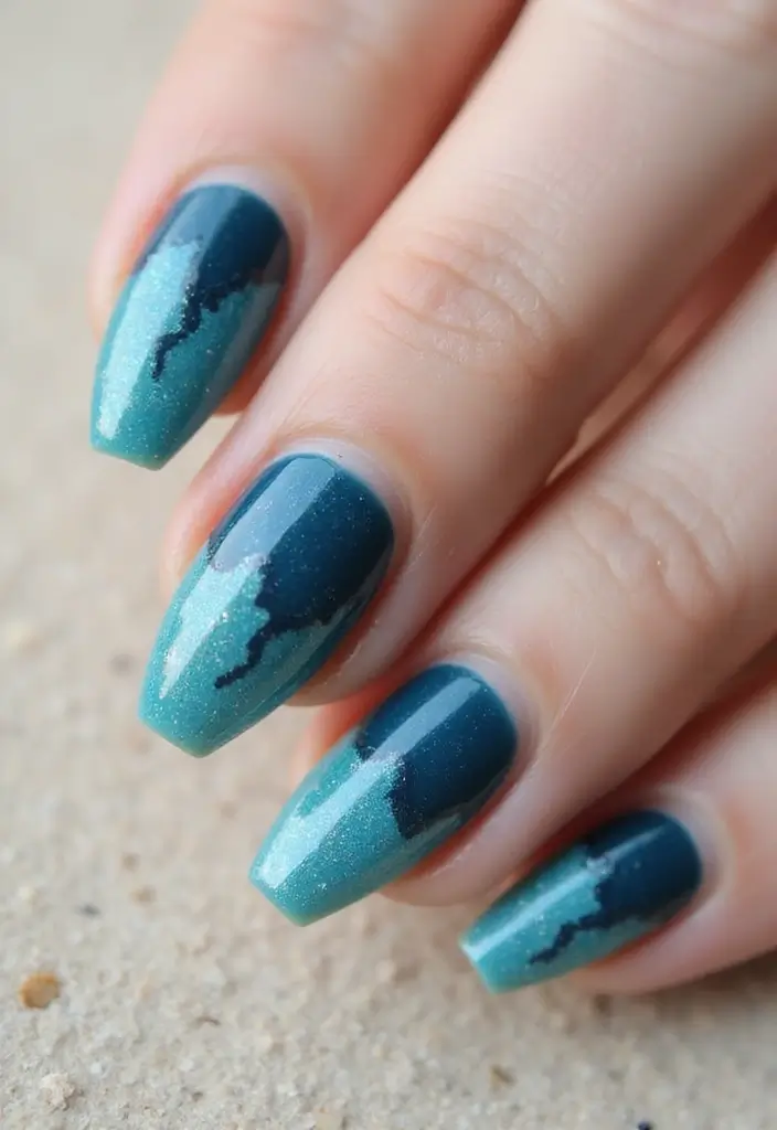 25 Mesmerizing Cat Eye Nail Ideas (Nail Mắt Mèo) for Hypnotic - 5. Ocean Blue Dream