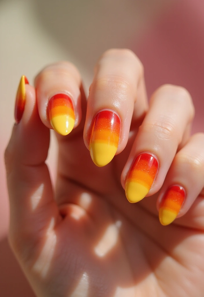 25 Mesmerizing Cat Eye Nail Ideas (Nail Mắt Mèo) for Hypnotic - 7. Sunset Ombre