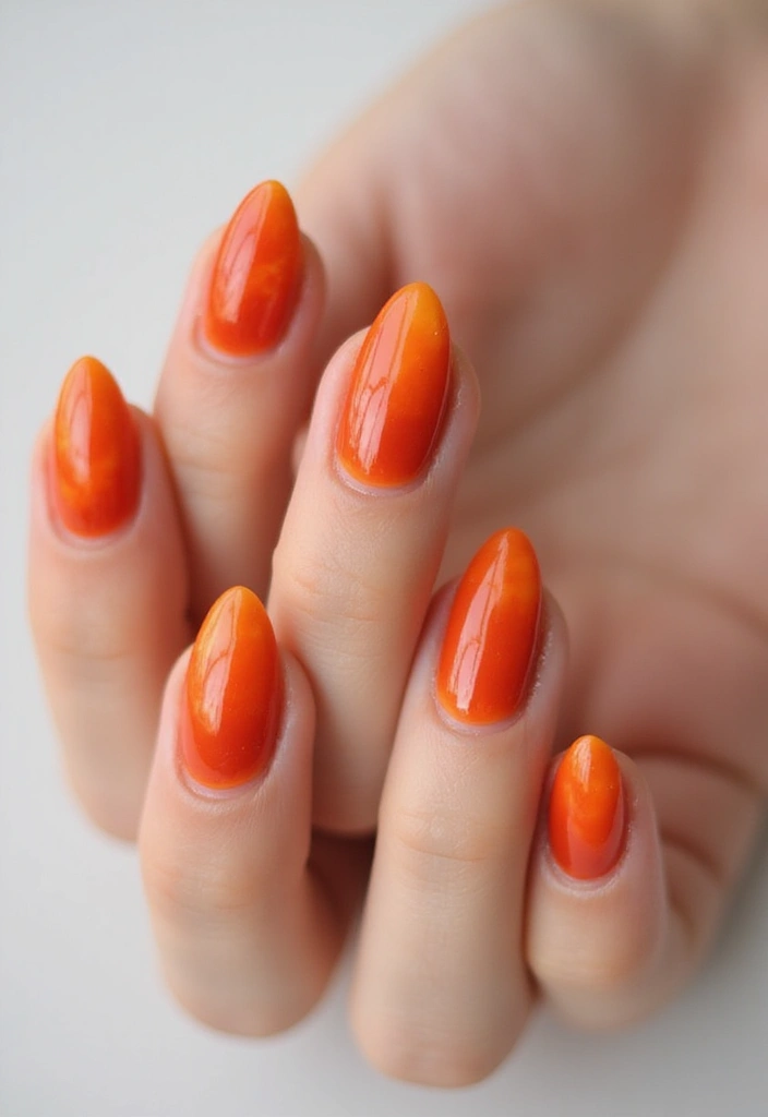 25 Mesmerizing Cat Eye Nail Ideas (Nail Mắt Mèo) for Hypnotic - 9. Fiery Orange Cat Eye