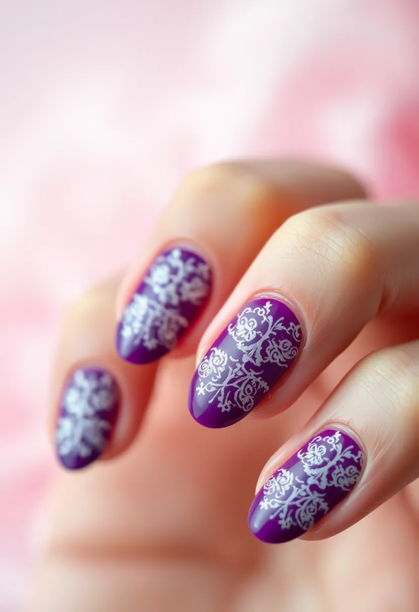 25 Mystical Purple Nail Ideas for Regal - 11. Regal Lace