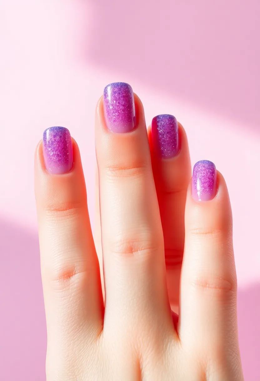 25 Mystical Purple Nail Ideas for Regal - 17. Sparkly French Tips