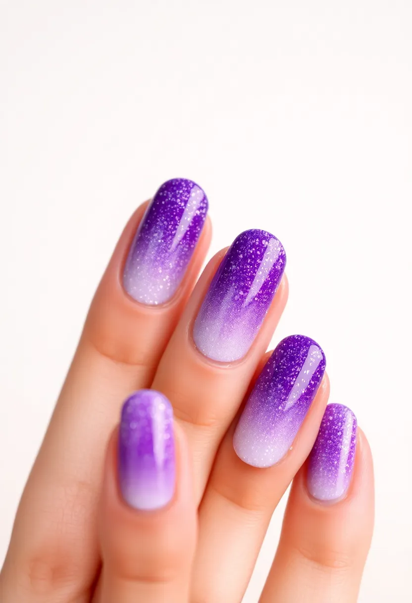 25 Mystical Purple Nail Ideas for Regal - 2. Ethereal Glitter Gradient